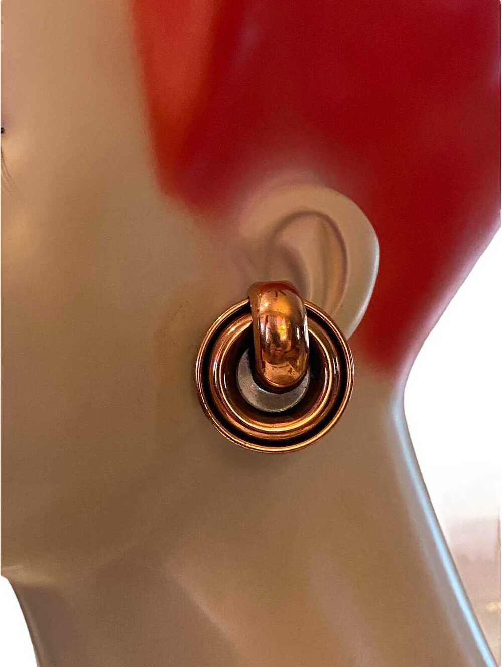 Renoir Large Button Copper Black Enamel Clip Earrings AX4